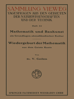 cover image of Mathematik und Baukunst als Grundlagen abendländischer Kultur